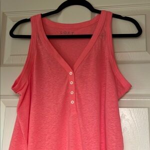 LOFT Pink Sleeveless Buttoned Tank Top